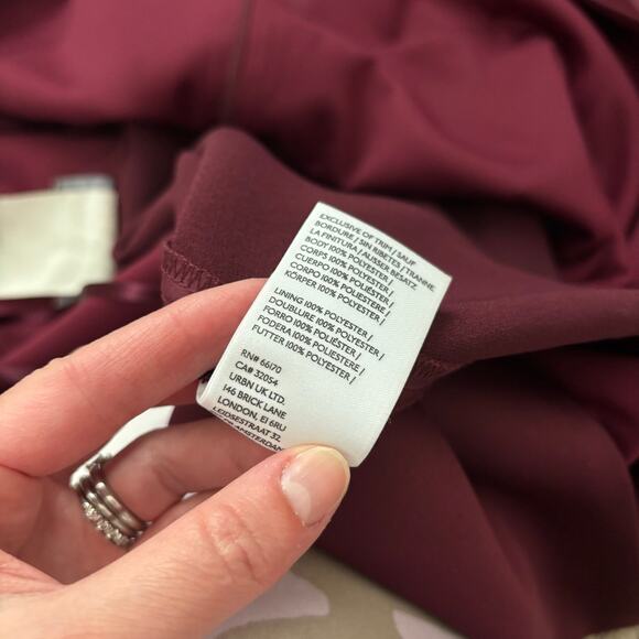 BHLDN Piper Dress 22W Plus Burgundy Satin V-Neck Maxi Bridesmaid Formal Gown - Picture 10 of 15